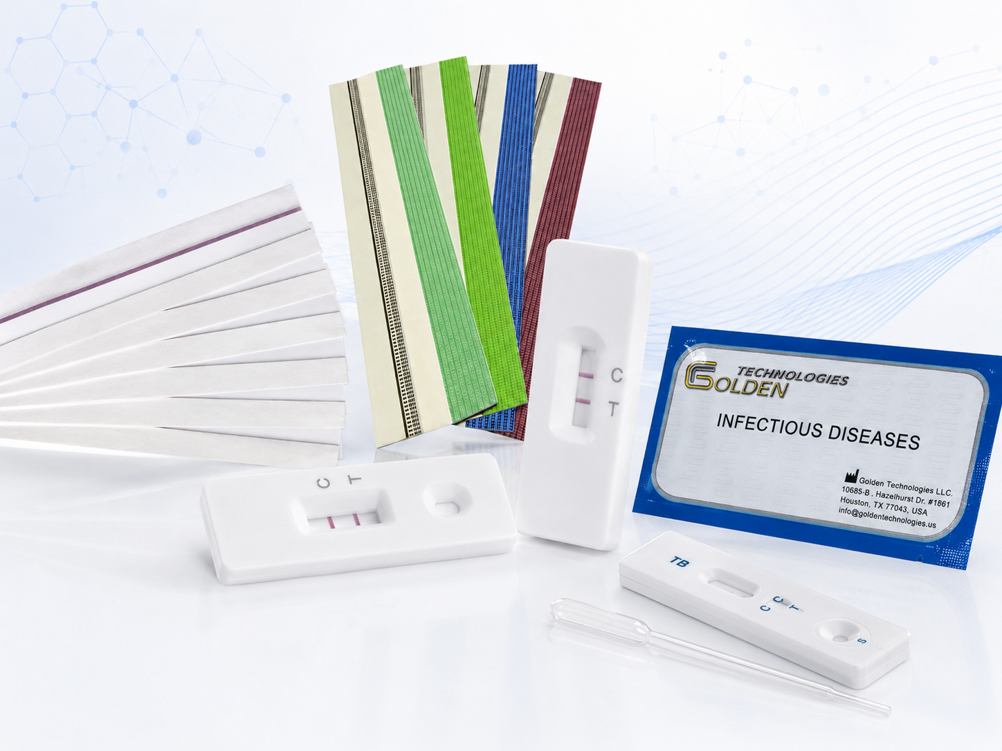 GoldenBio rapid test uncut sheet formats